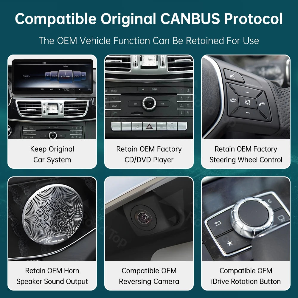 Linux Car Touch Screen RoadTop Wireless CarPlay Android Auto Multimedia Display for Merced