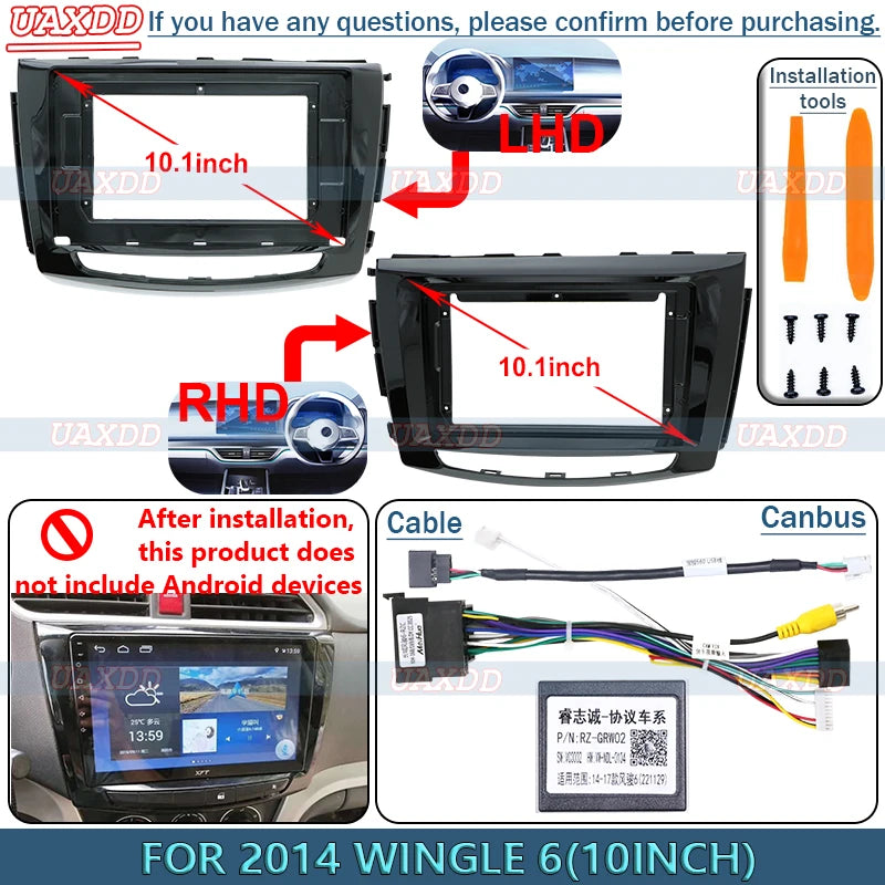 FOR 2014 WINGLE 6 10INCH Radio Android Stereo MP5 Frame Panel Fascia Dashboard Audio Playe