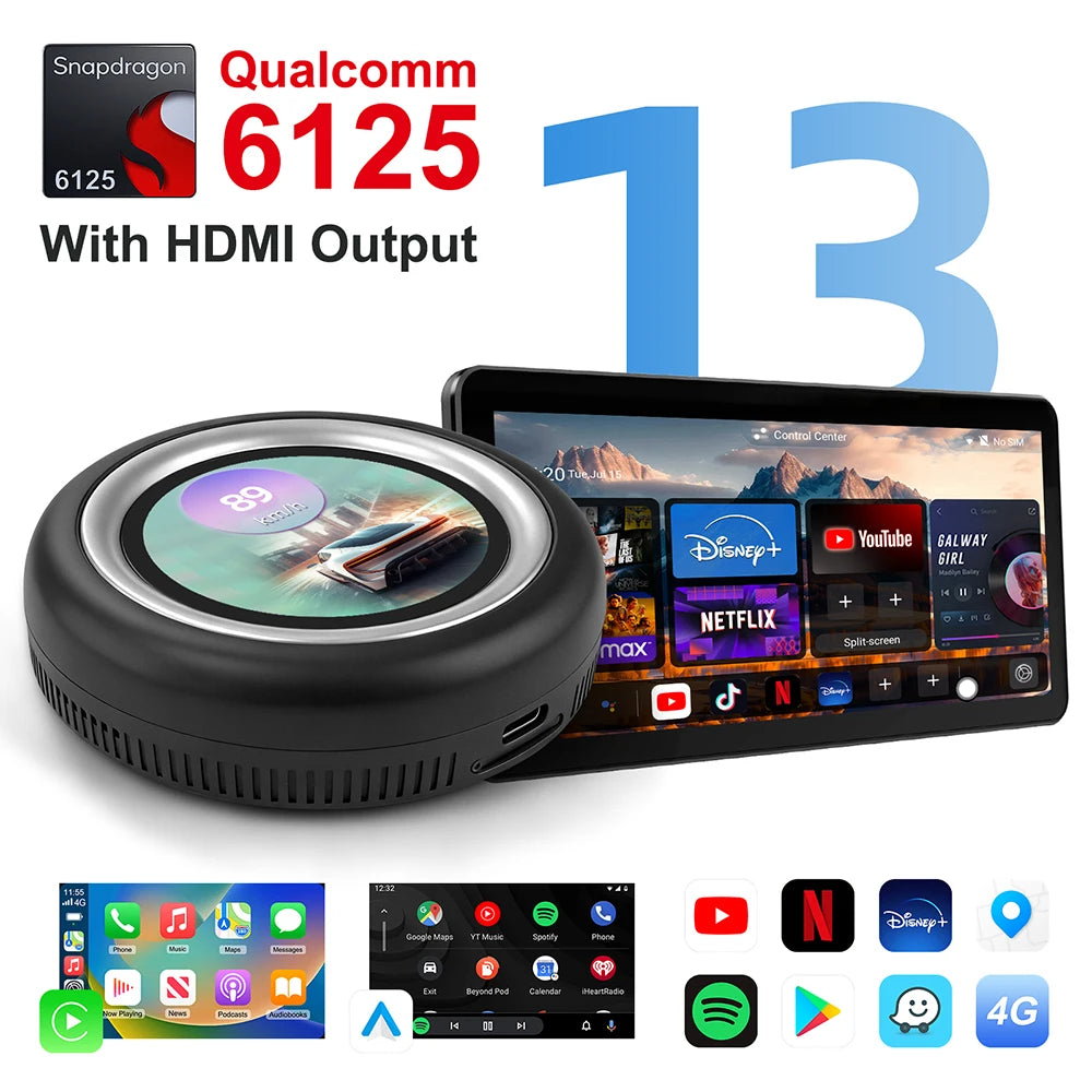 AI Box Wireless CarPlay Android Auto Adapter 8GB 128GB HDMI Converter Video Box YouTube Ne