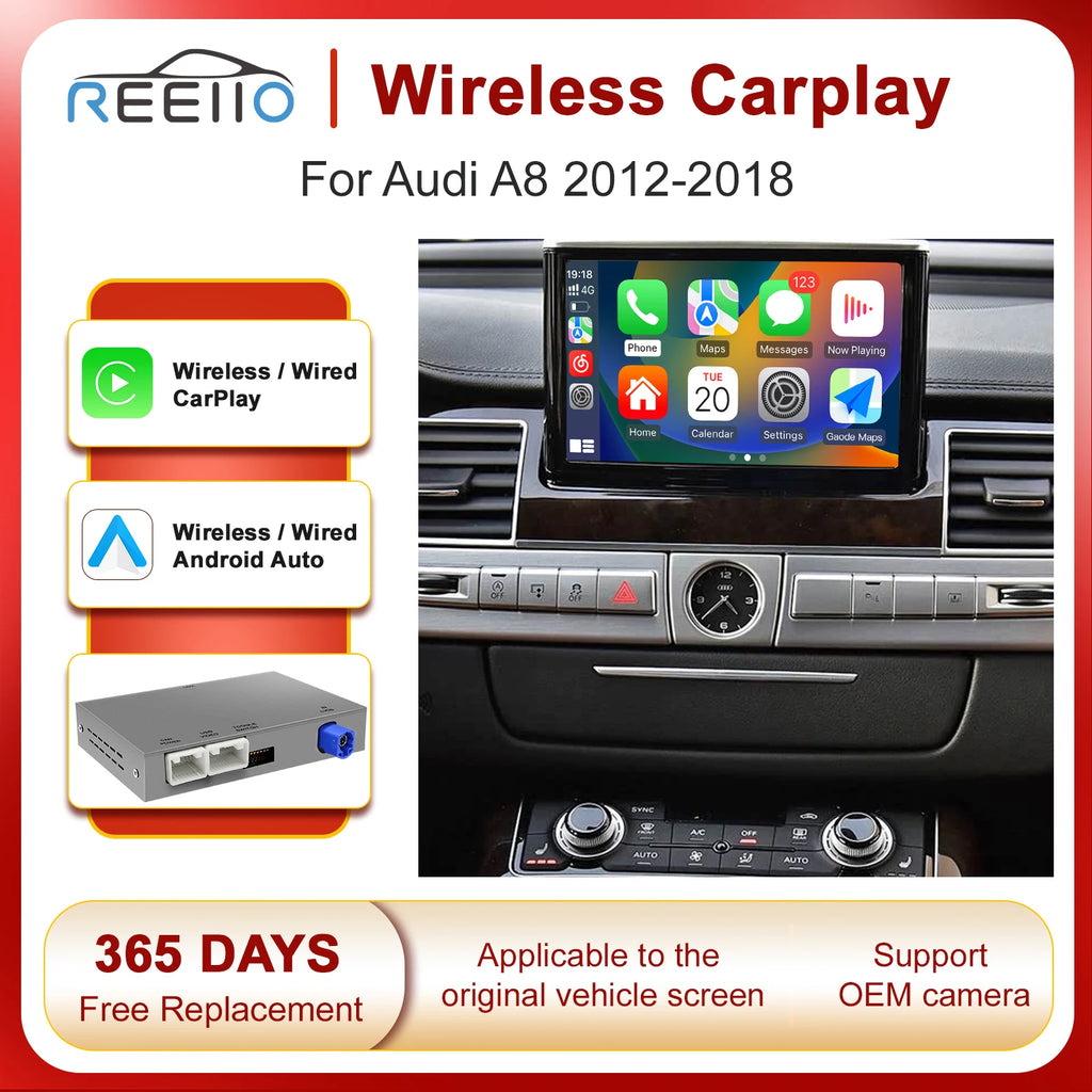 Wireless CarPlay Android Auto Interface for Audi A8/A8L 2010-2017 Supports Mirror Link Air