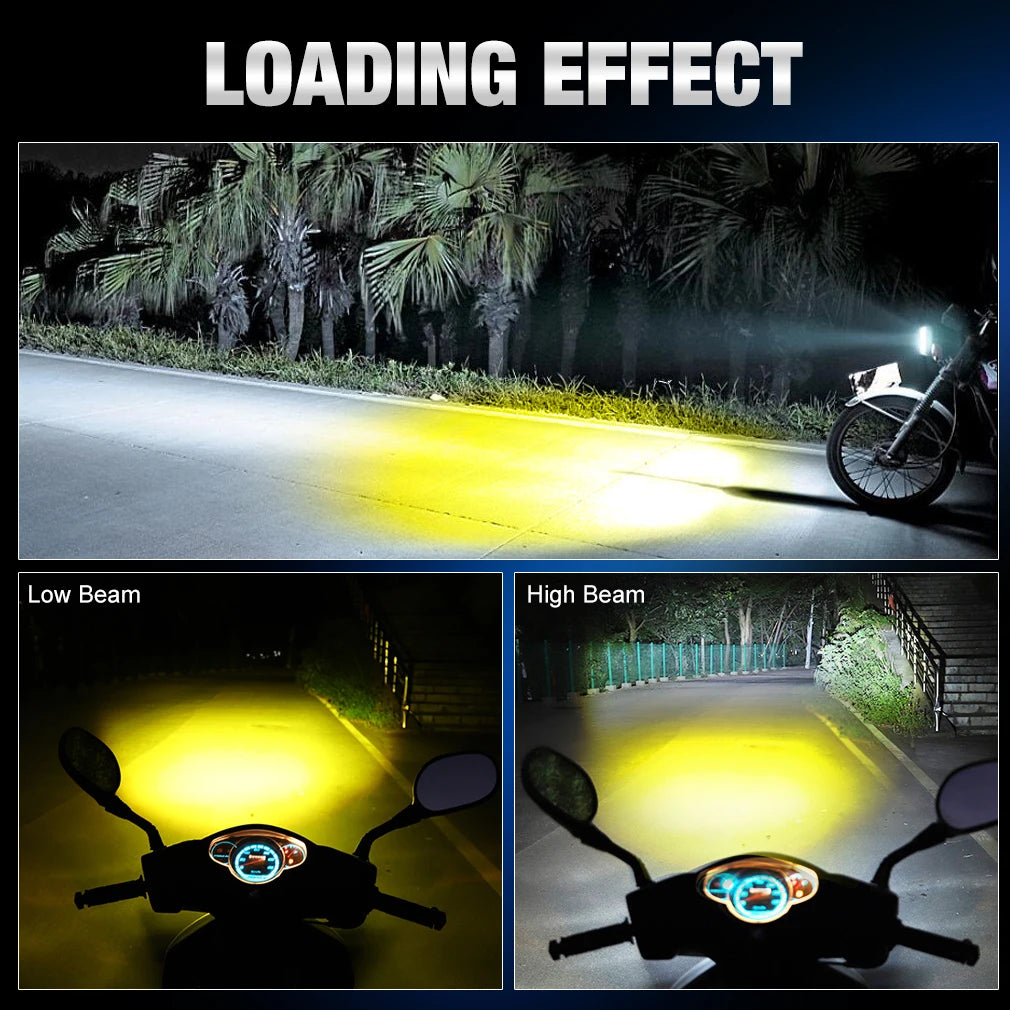 25000LM H4 LED Moto H6 BA20D LED Motorcycle Headlight Bulbs CSP Double Lens White Yellow H