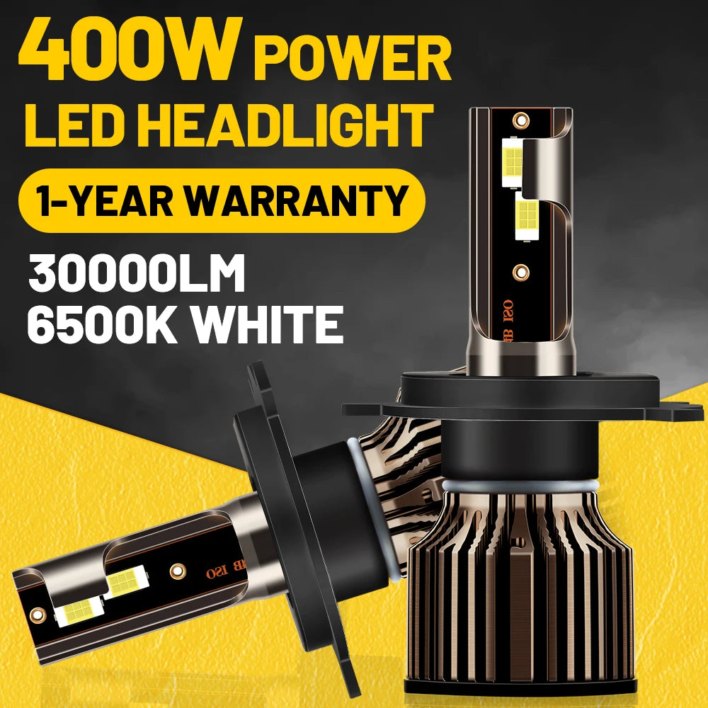 H4 Headlight Led Auto Bulb HB3 9005 HB4 9006 White 2Pcs Super Bright 400W Power Headlamps