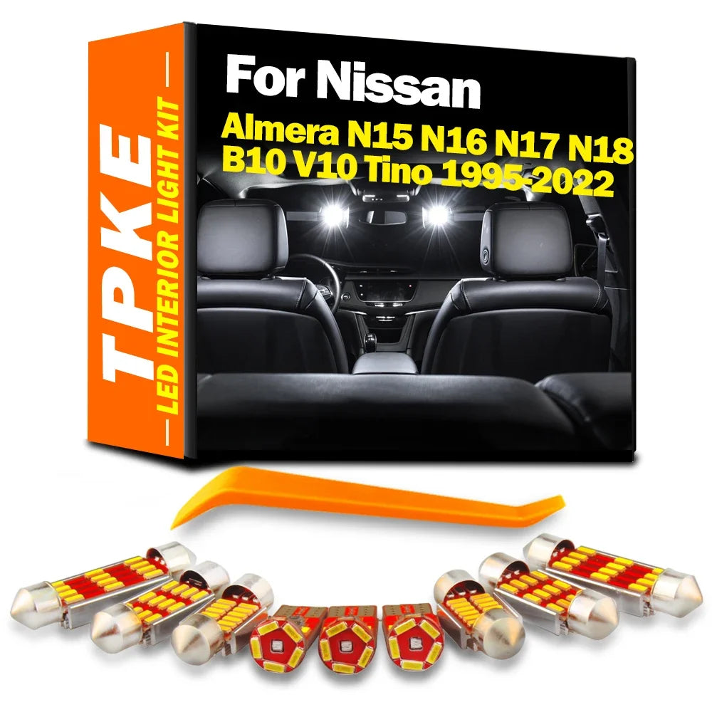 LED Interior Light Kit for Nissan Almera N15 N16 N17 N18 B10 V10 Tino 1995-2020 - Canbus Dome Map Door Trunk Bulbs | ...