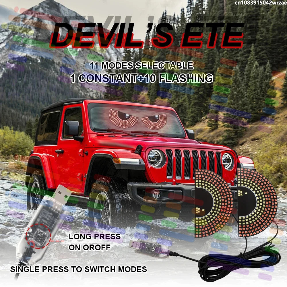 For Car LED Devil Eyes Light USB Devil Eyes Light Car Windshield Demon Eyes Headlight Flas | AUTOKITSHOP