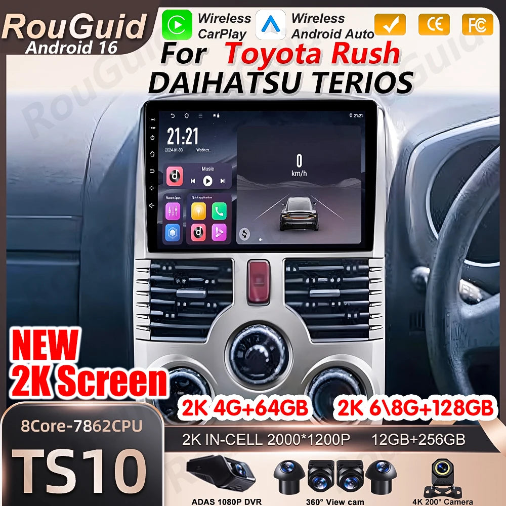Android 16 Auto Car Radio For Toyota Rush DAIHATSU TERIOS Video Multimedia Player 2k Touch | AUTOKITSHOP