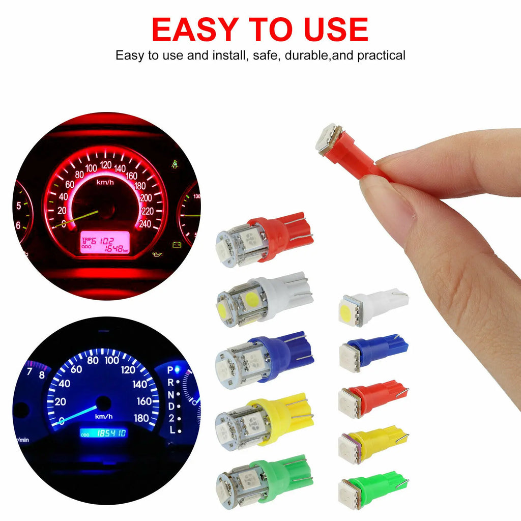 Car T5+T10 5050-SMD LED Instrument Panel Cluster Indicator Dash Light Bulb