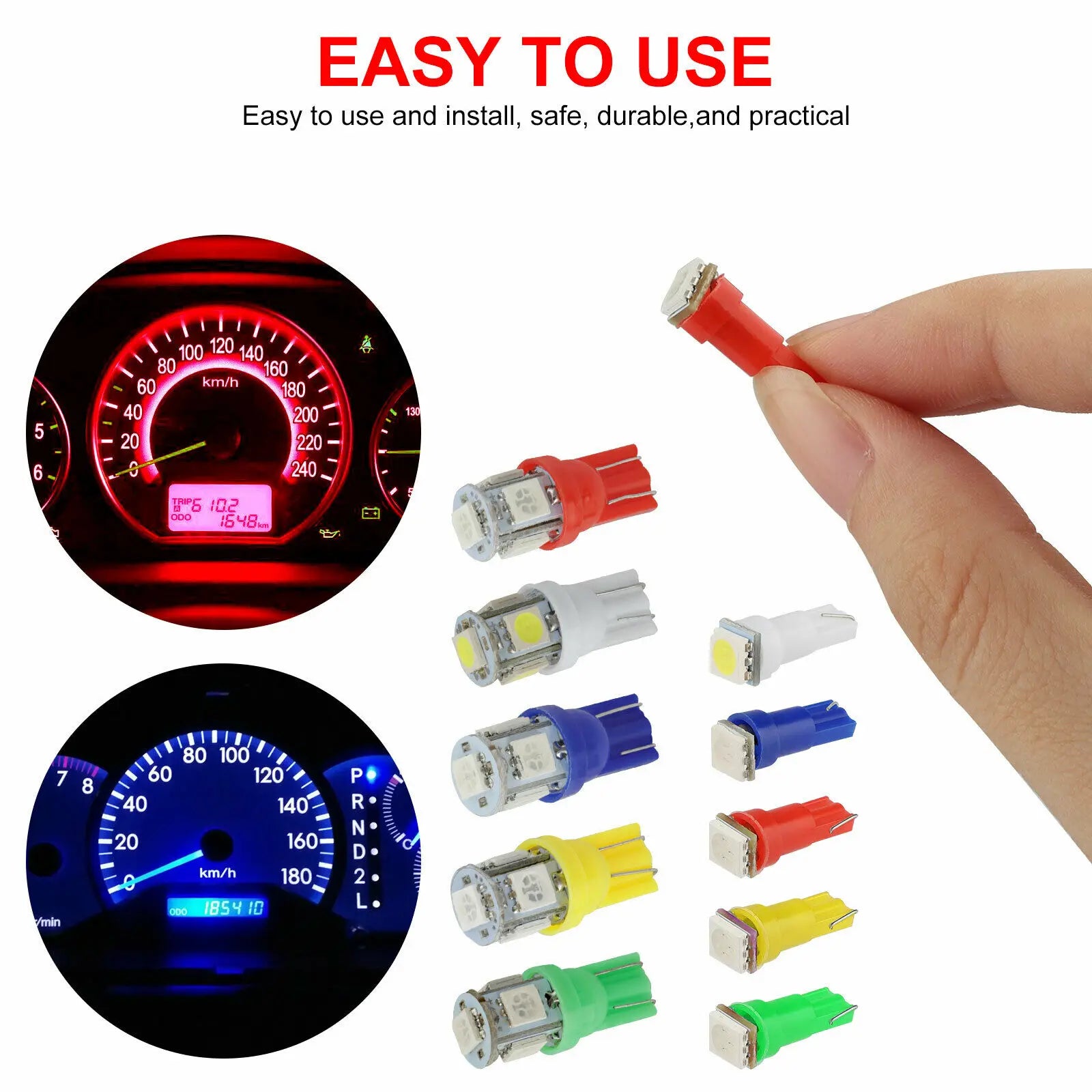 Car T5+T10 5050-SMD LED Instrument Panel Cluster Indicator Dash Light Bulb