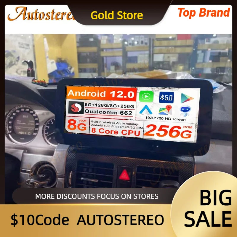 12.3 Carplay Qualcomm 665 For Mercedes Benz GLK Class 2008-2016 Car Multimedia Player GPS