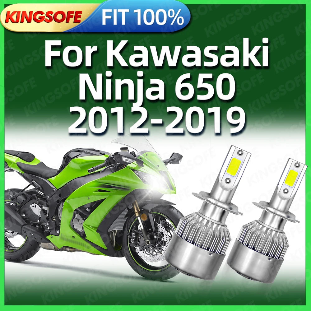 Motorcycle H7 Headlight LED Light Moto Bulbs 10000LM For Kawasaki Ninja 650 2012 2013 2014