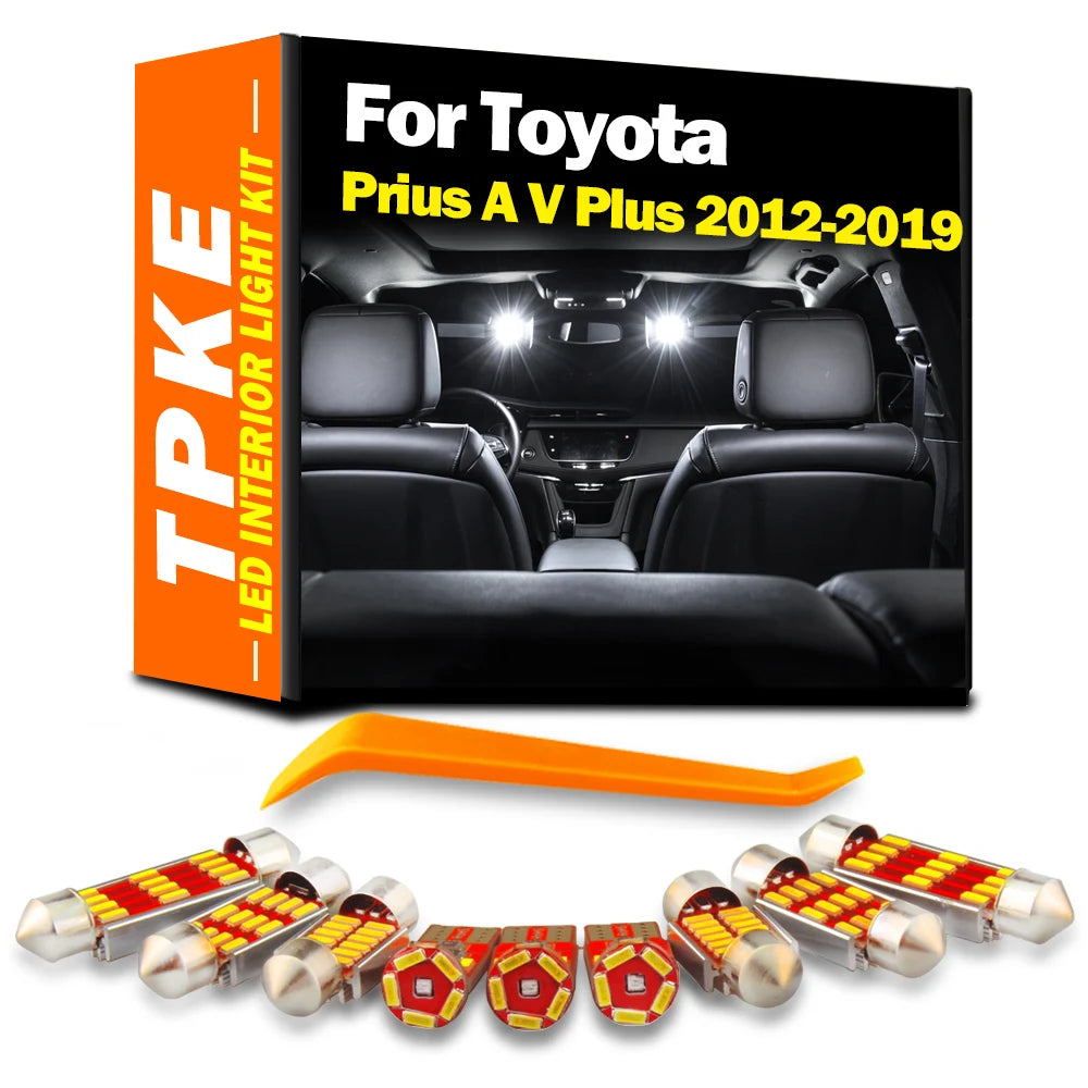 12-Piece LED Interior Light Kit for Toyota Prius A V Plus 2012-2015 - Canbus Dome Map Door Trunk Bulbs | AUTOKITSHOP