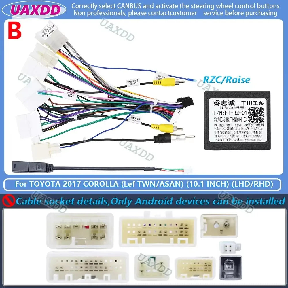 For 2017-2019 Toyota Corolla Levin 10.1INCH Car Android frame panel fascia cable video har