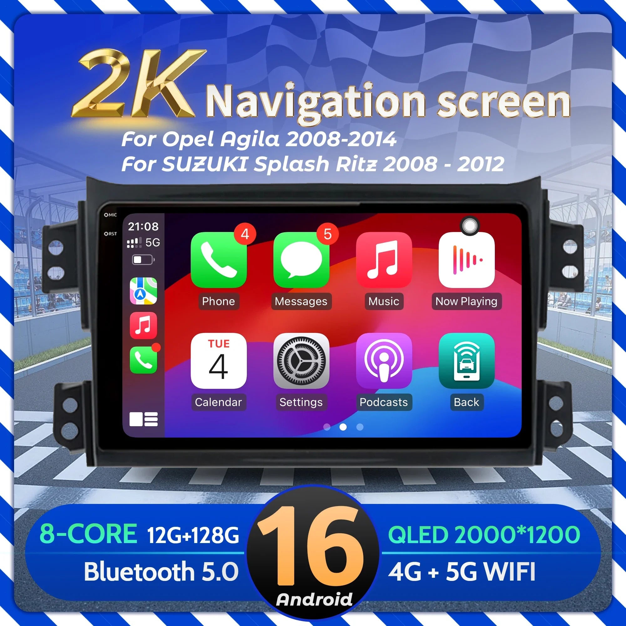 9inch Car Radio Android 16 For Opel Agila 2008-2014 SUZUKI Splash Ritz 2008-2012 BT Carpla