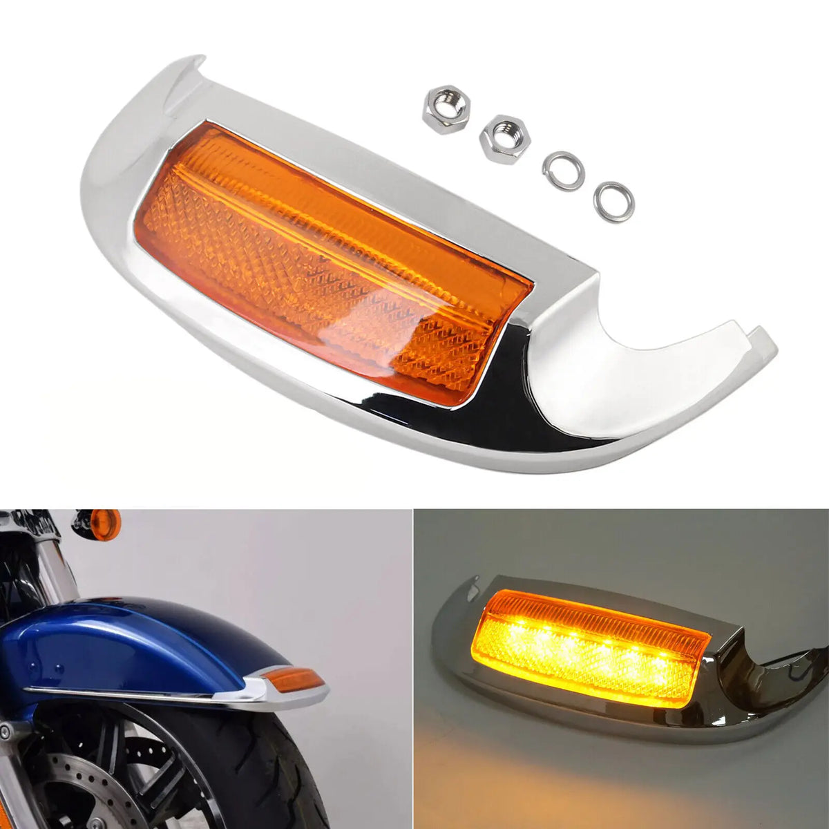 Motorcycle Front Fender Tip Lights Mudguard Trim Lamp For Harley Touring Electra Glide Ultra Cla - Automotive LED Light