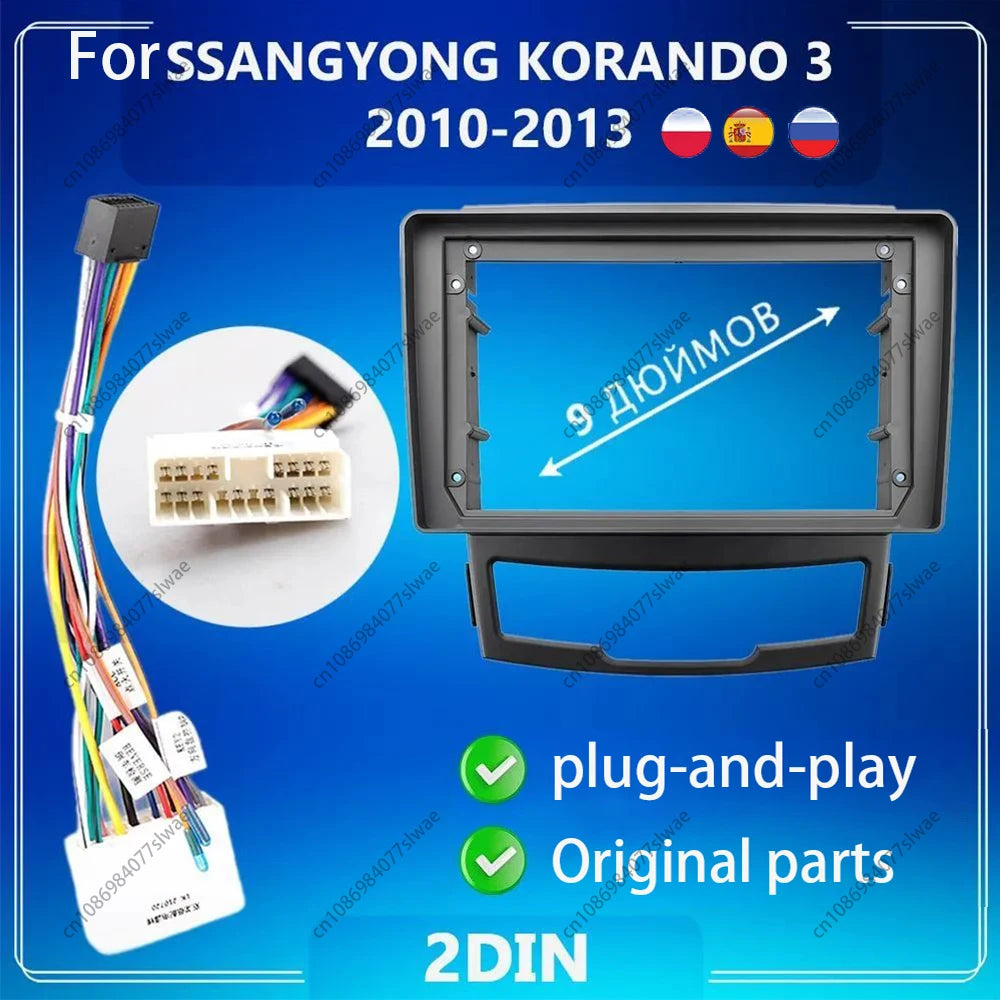 9 inch For SSANGYONG KORANDO 3 2010-2013 Car Radio Fascias Android MP5 Stereo Player 2Din