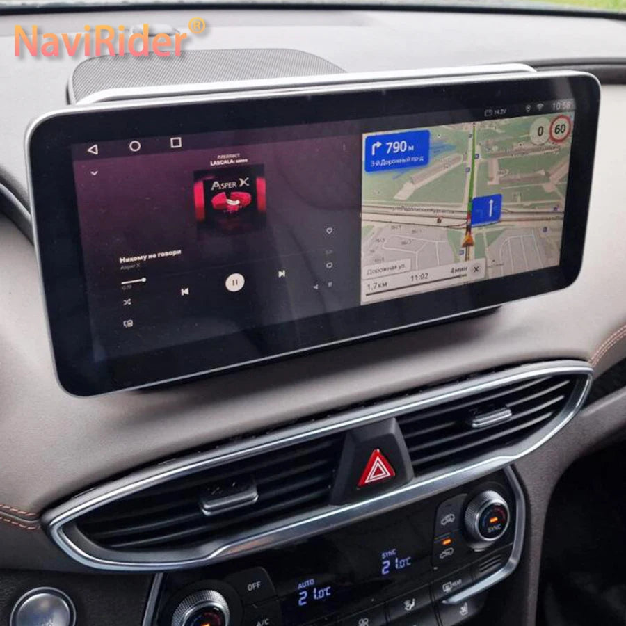 12.3'' Qled Screen Carplay For HYUNDAI Santa Fe 2021 2019 2020 Android 14 Car Multimedid A