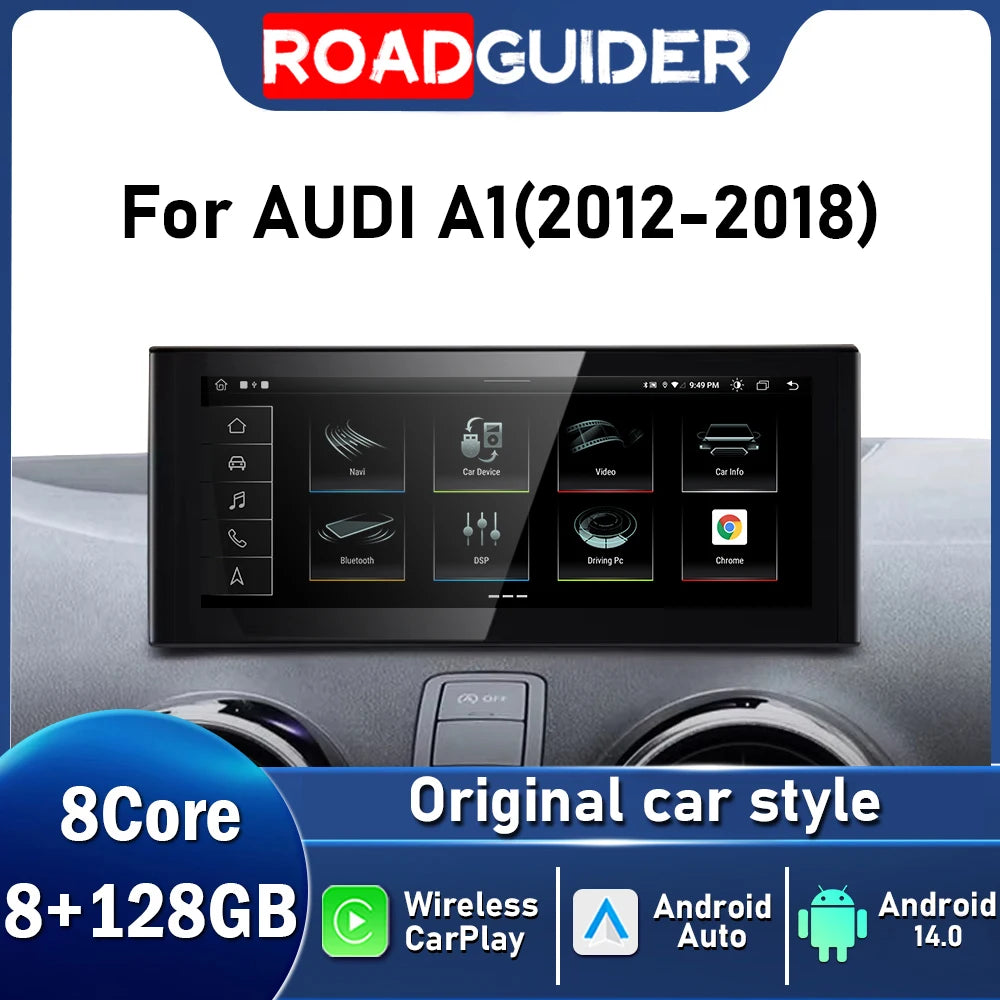 Android 14 Auto CarPlay For Audi A1 2012 2013 2014 - 2018 Car Multimedia Player Navigation