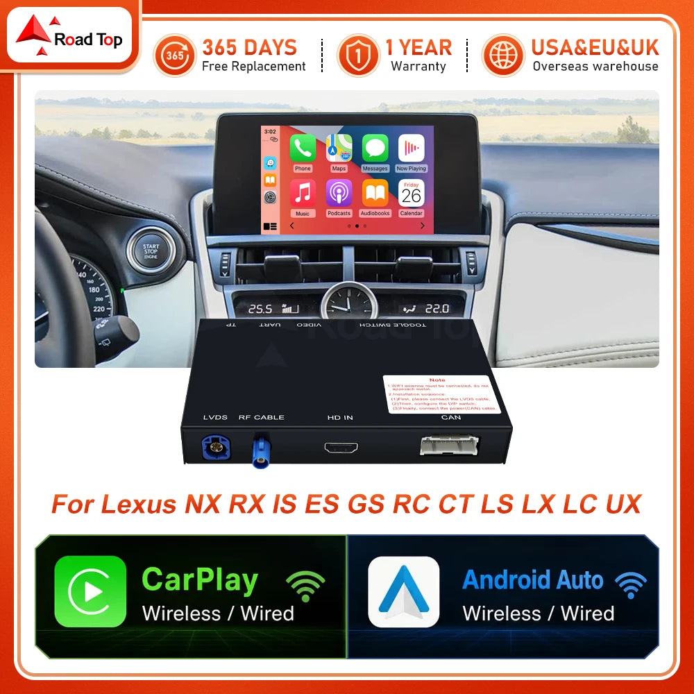 RoadTop Wireless CarPlay For Lexus NX RX IS ES GS RC CT LS LX LC UX GX 2014-2019 with Andr | AUTOKITSHOP
