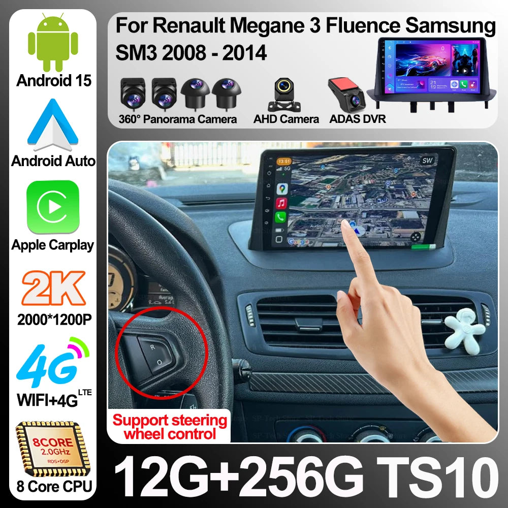 Android 16 For Renault Megane 3 Fluence Samsung Sm3 2008 - 2014 Car Radio Multimedia Video | AUTOKITSHOP