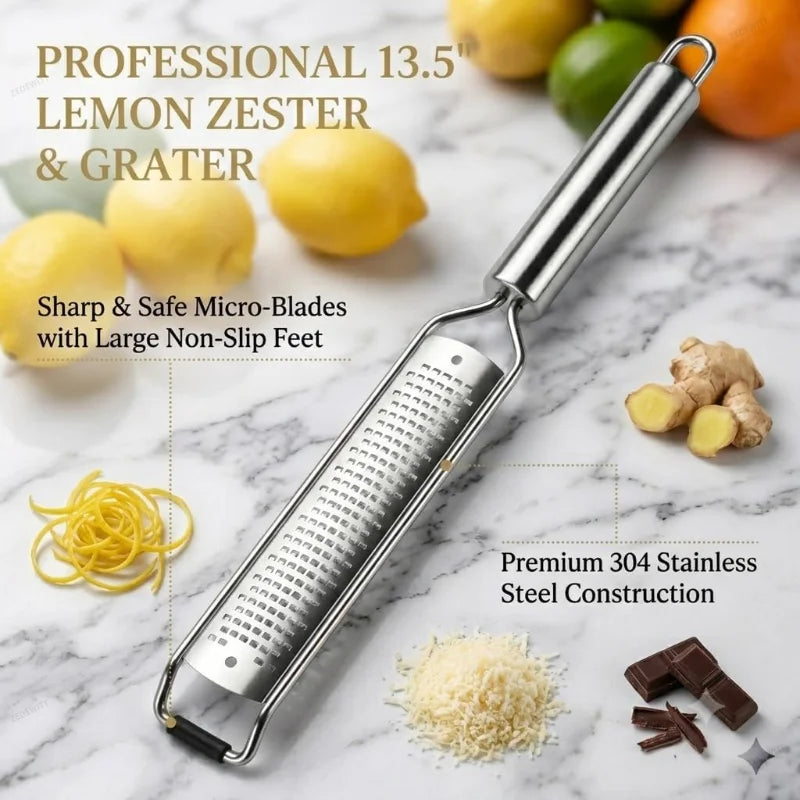 Double Sided Stainless Steel Cheese Grater Lemon Zester Garlic Ginger Shredder Slicer Non-slip H - Automotive LED Light
