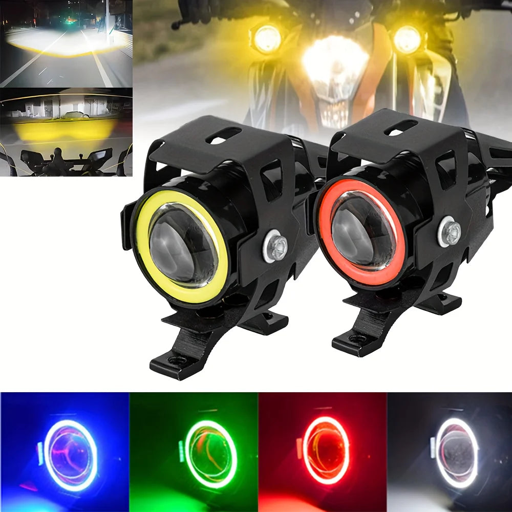 LED Auxiliary Motorcycle Headlight Fog Lights Universal Angel Eyes U7 Mini Motorcycle Spot