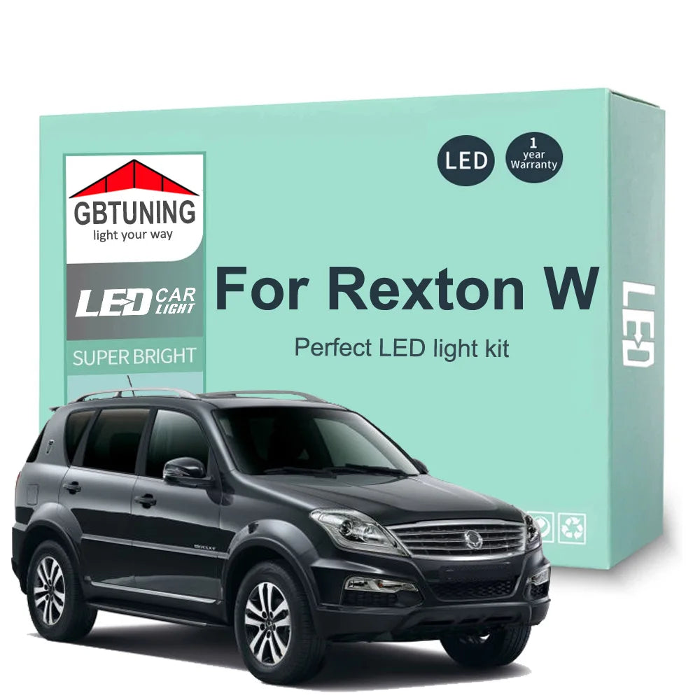 11-Piece LED Interior Light Kit for Ssangyong Rexton W - Canbus Error-Free Bulbs | AUTOKITSHOP
