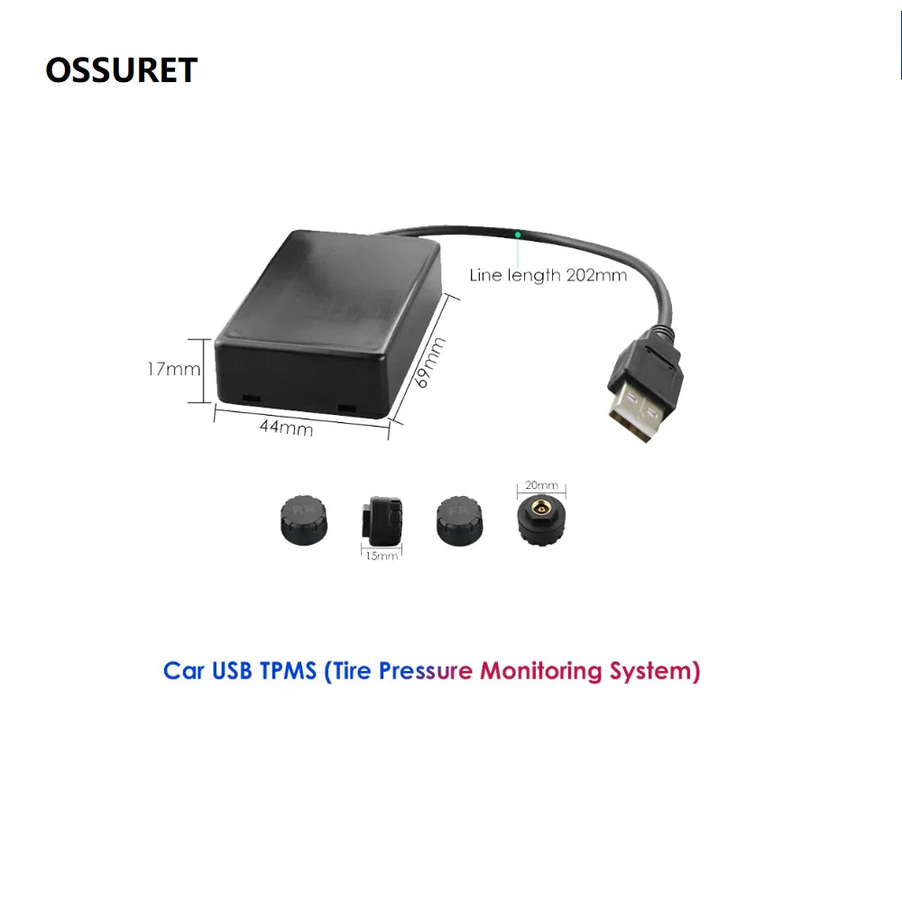 OSSURET Car USB TPMS (Tire Pressure Monitoring System) for Android Multimedia Player Navig