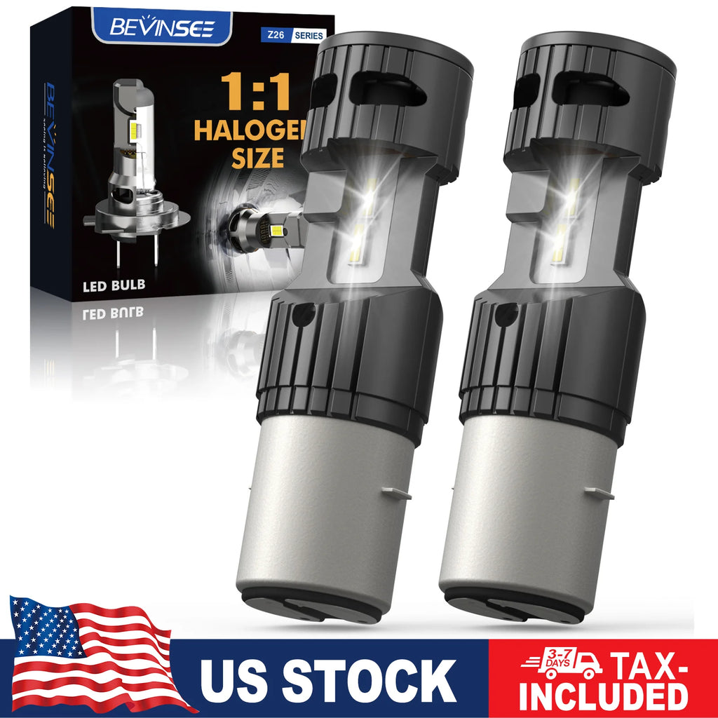 BEVINSEE H6 BA20D LED Light for Motorcycle Headlight Bulb Super Bright High&Low Beam Halog