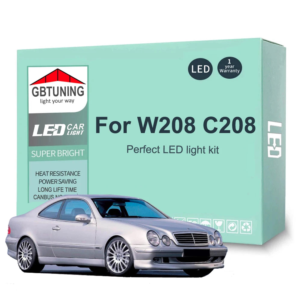 14-Piece LED Interior Light Kit for Mercedes Benz CLK Class W208 C208 CLK200 CLK230 CLK320 CLK430 1998-2002 - Canbus ...