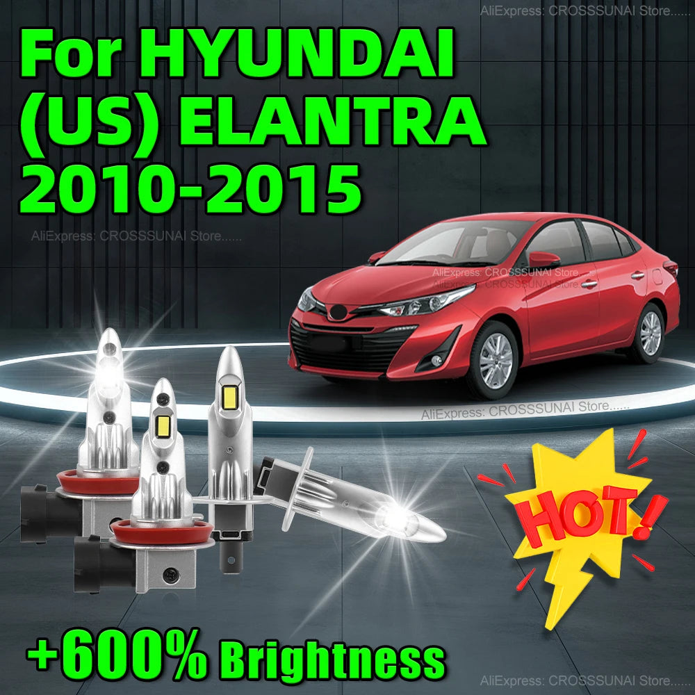 2/4Pcs LED Headlights Wireless 6000K 12V 1:1 Mini Car Light Bulbs Fanless For HYUNDAI (US)