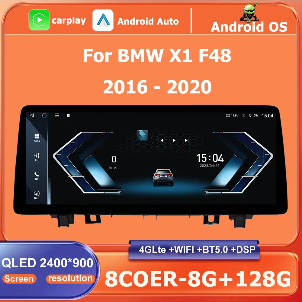 QLED 2400*900P For BMW X1 F48 2016 - 2020 NBT EVO System DSP Wireless CarPlay Stereo Car R