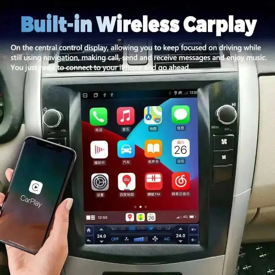 Navi Car Multimedia Video Player Screen Built-in 360 For TOYOTA Corolla Android 14 2007-20