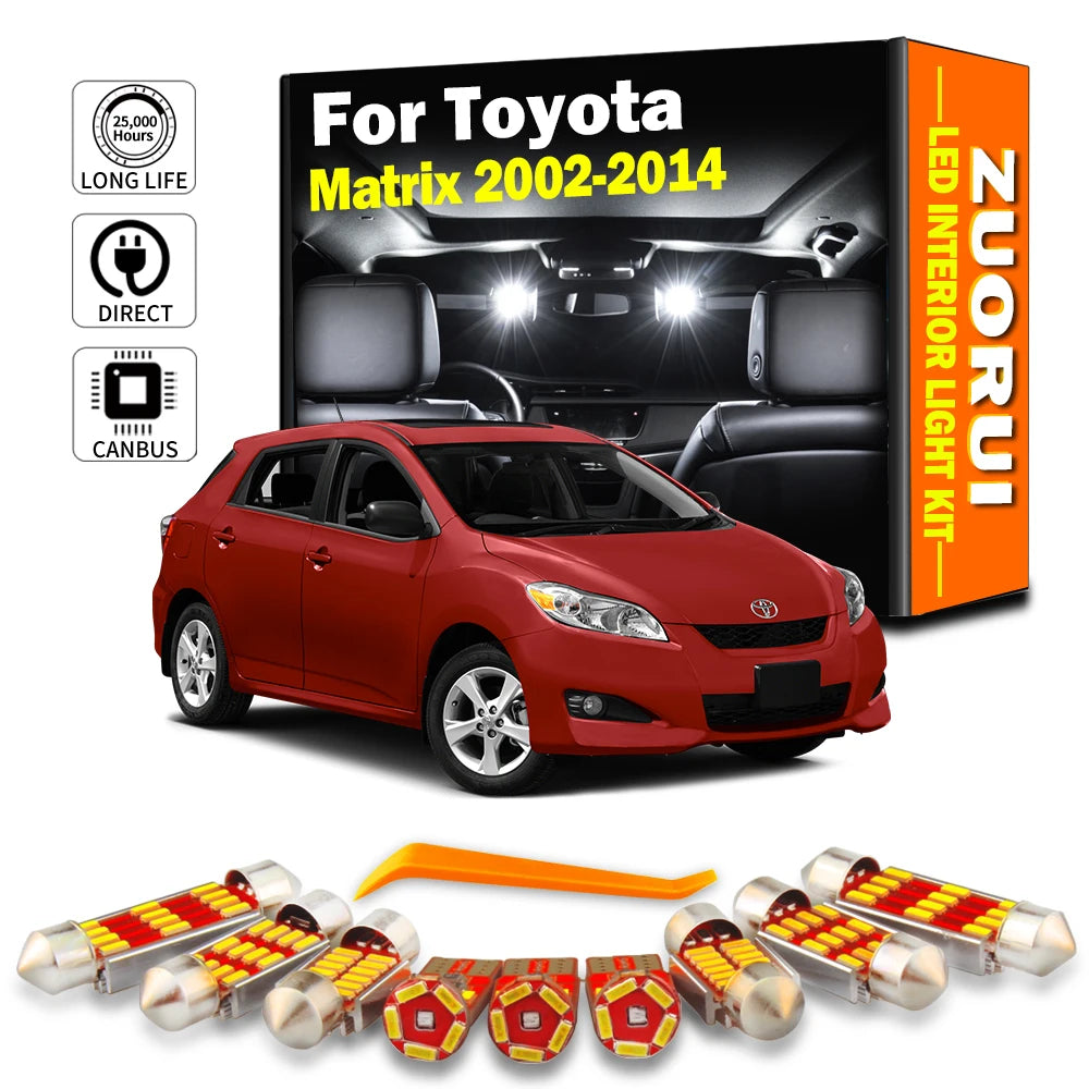 8-Piece LED Interior Light Kit for Toyota Matrix 2002- 2009 - Canbus Dome Map Door Trunk Bulbs | AUTOKITSHOP