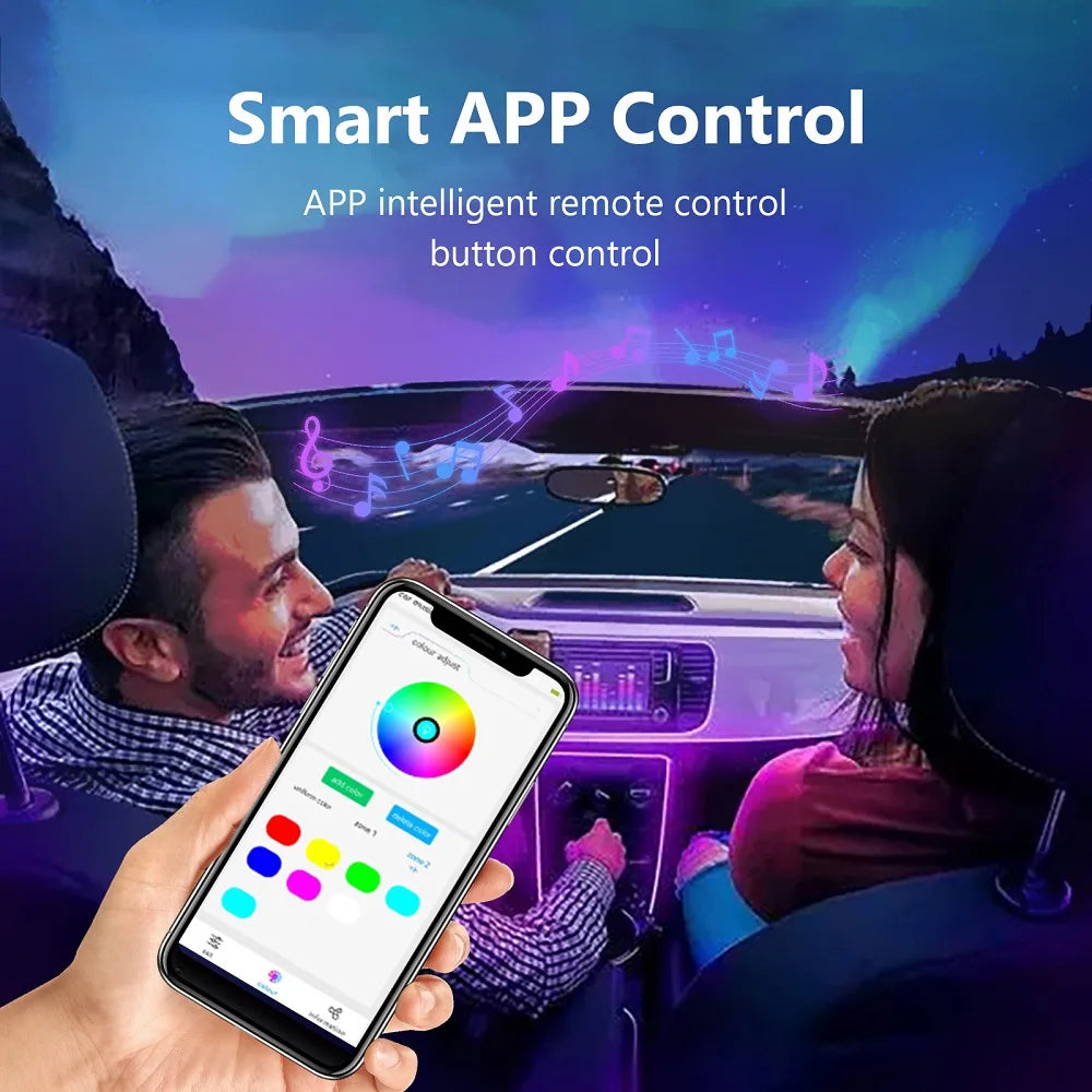 Universal Car Ambient Light Kit With Wireless APP Control 256 RGB Dream Color and 55 Prese | AUTOKITSHOP