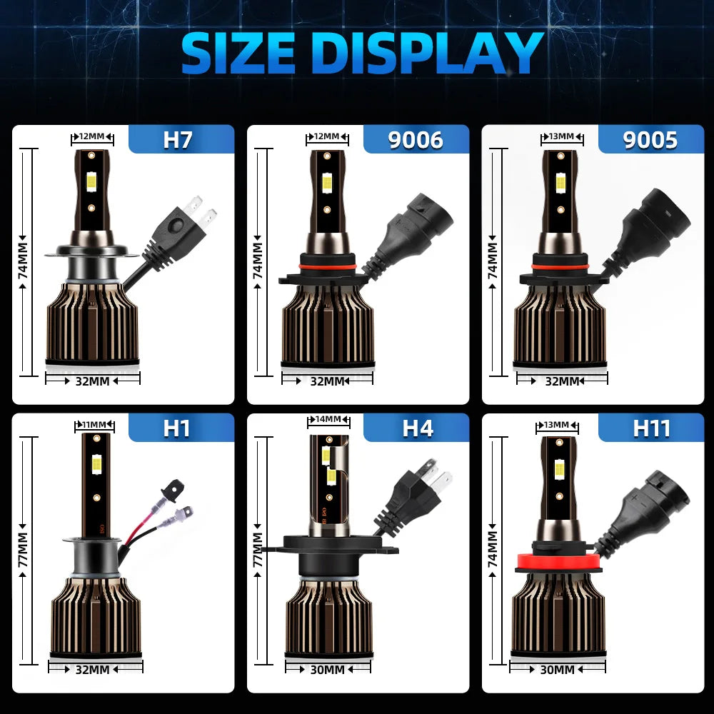 roadsun 50000LM H7 H4 LED Headlight Car Light H11 9005 HB3 9006 HB4 Hight Low Beam Bulbs 9