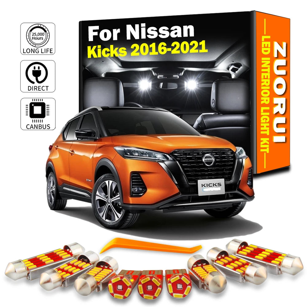9-Piece LED Interior Light Kit for Nissan Kicks - Canbus Error-Free Bulbs | AUTOKITSHOP