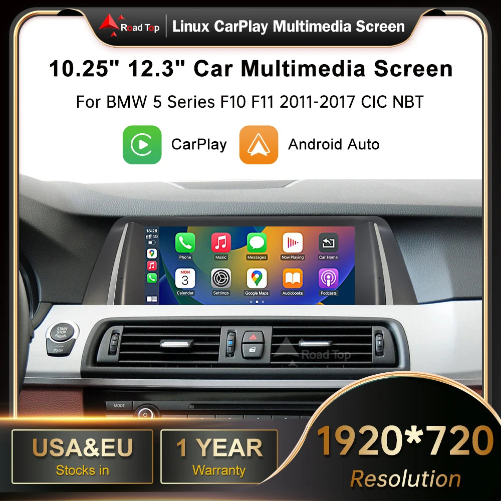12.3' RoadTop Car Multimedia Radio Linux Player For BMW 5 Series 2011-2017 F10 F11 CIC NBT