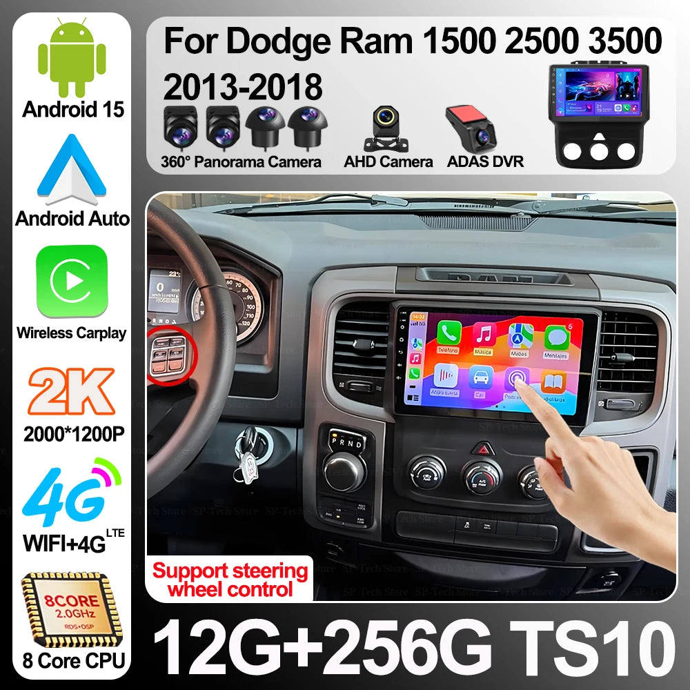 Android 16 For Dodge Ram 1500 2500 3500 2013-2018 Car Radio Wireless Carplay Auto Multimed | AUTOKITSHOP