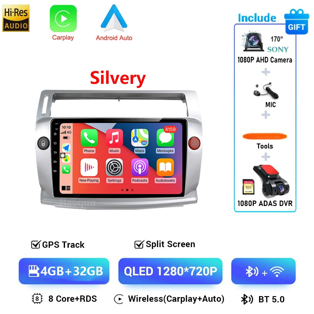 Android 16 For Citroen C4 C-Triomphe Quatre 2004-2014 Navigation GPS Multimedia Car Radio