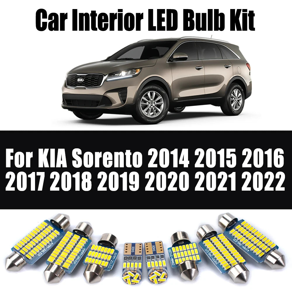 11-Piece LED Interior Light Kit for KIA Sorento 2014- 2018 - Canbus Dome Map Door Trunk Bulbs | AUTOKITSHOP