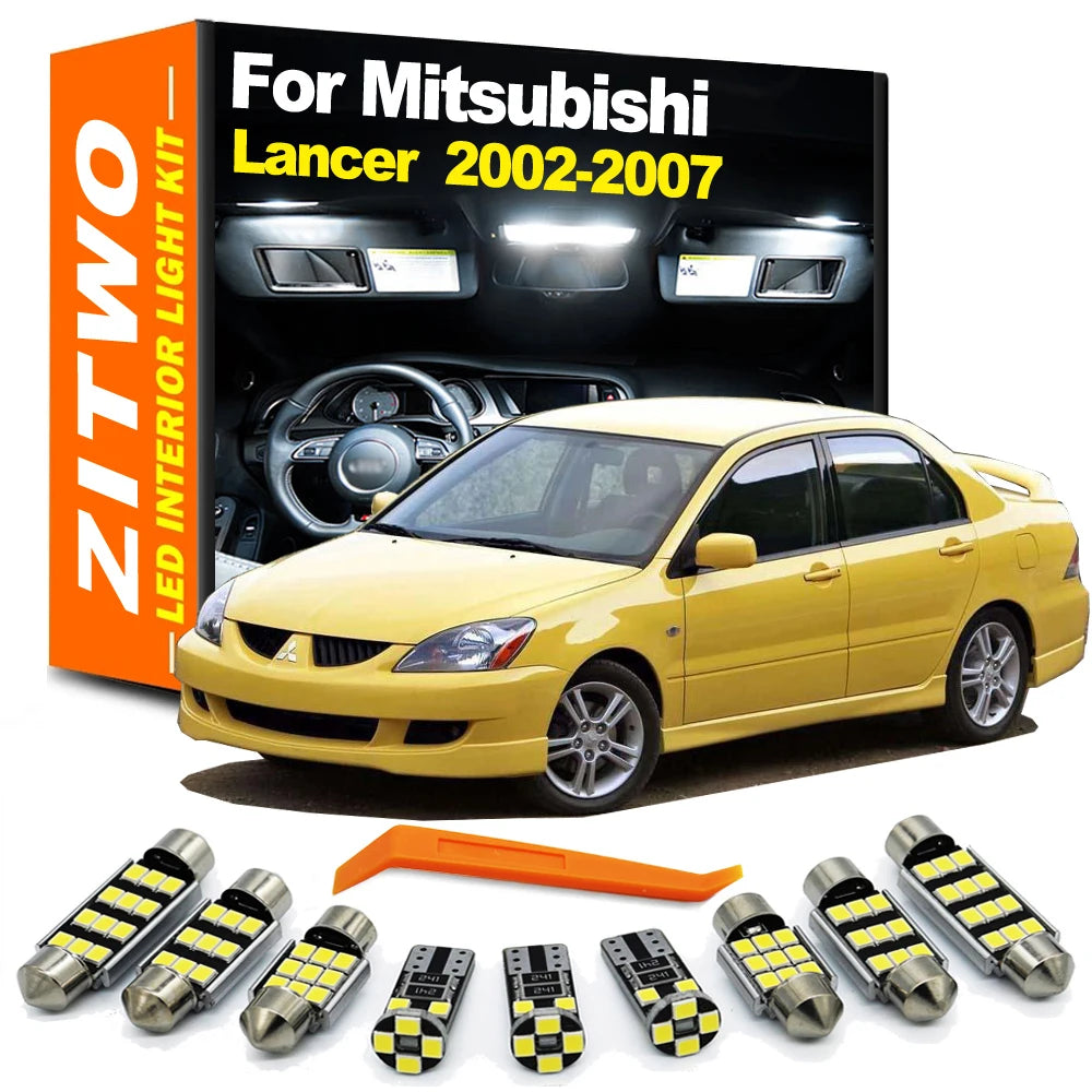 ZITWO 10Pcs Canbus No Error LED Interior Light Kit For Mitsubishi Lancer 2001 2002 2003 2004 2005 2006 2007 License Plate Lamp