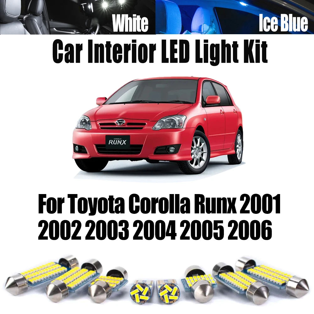 8-Piece LED Interior Light Kit for Toyota Corolla Runx - Canbus Error-Free Bulbs | AUTOKITSHOP