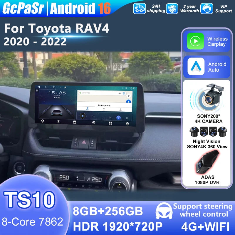 12.3" Android Carplay Car Radio For Toyota RAV4 2020 - 2022 Car Navigation Multimedia Play