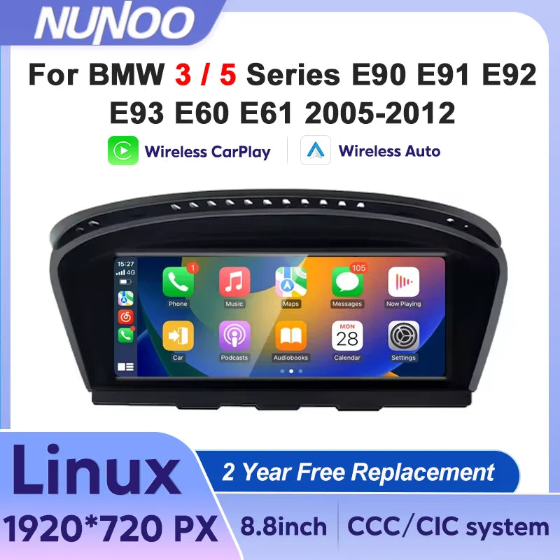Linux Carplay For BMW 3 5 Series E60 E61 E90 E91 E92 E93 2005-2012 Car Multimedia Player A
