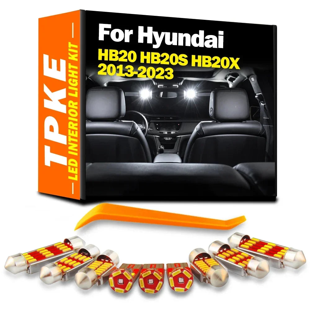 11-Piece LED Interior Light Kit for Hyundai HB20 HB20S HB20X 2014- 2018 - Canbus Dome Map Door Trunk Bulbs | AUTOKITSHOP