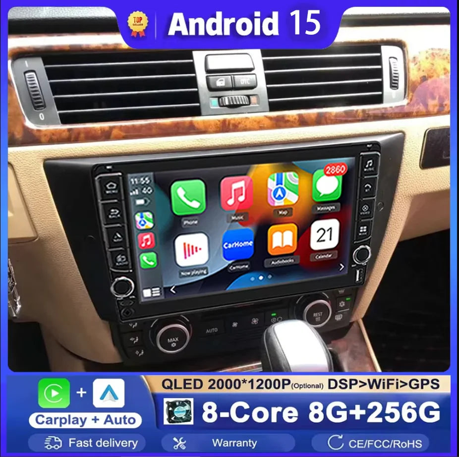 Car Radio For BMW 3-Series E90 E91 E92 E93 2005 - 2013 CarPlay Android 15 Auto Car Intelli | AUTOKITSHOP