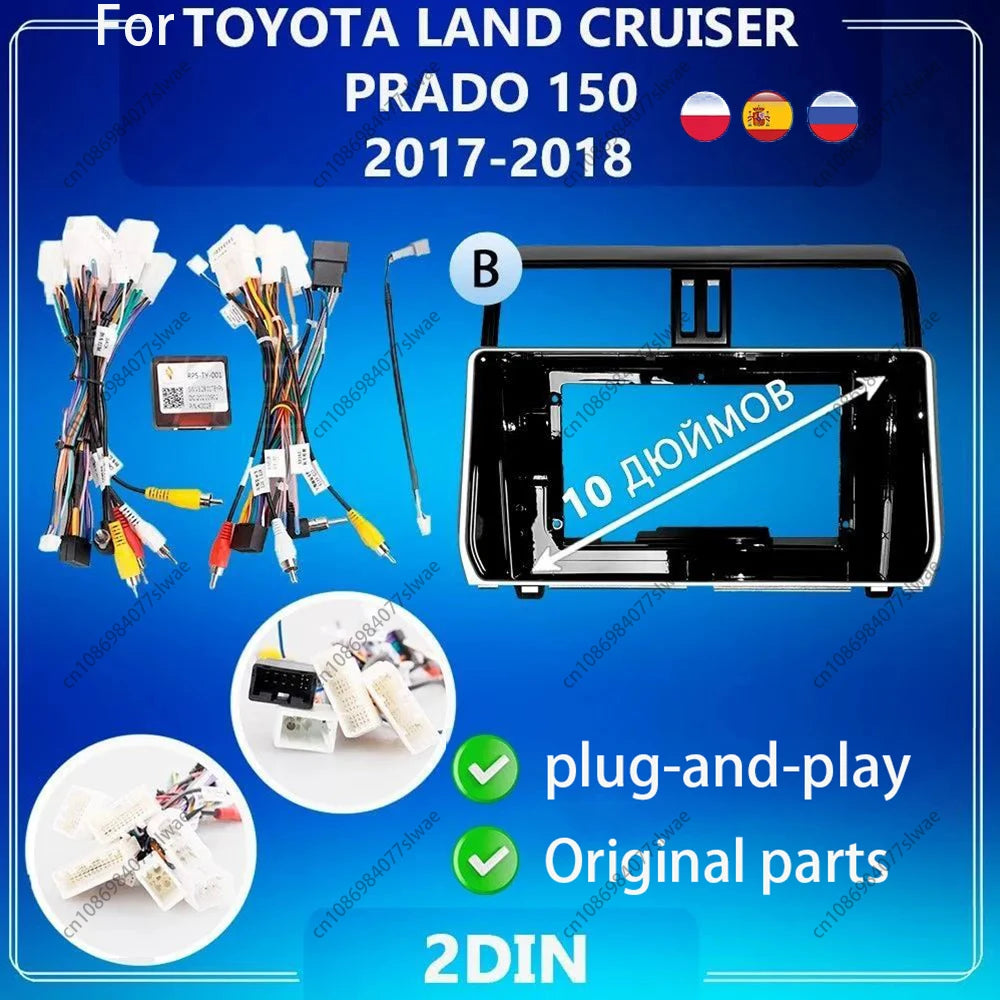 10 inch For TOYOTA LAND CRUISER PRADO 150 2017-2018 Car Radio Fascias Android MP5 Stereo P