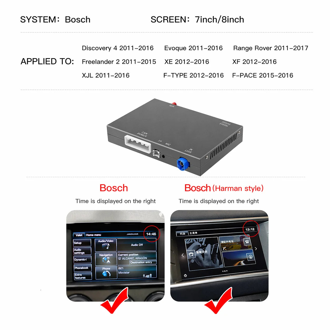 Wireless Carplay Android Auto For Land Rover Jaguar Bosch Discovery 4 Evoque Freelander 2