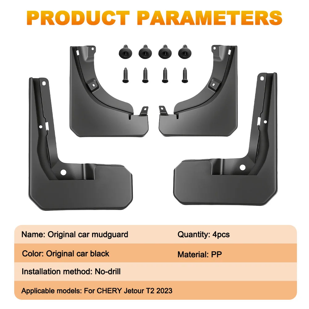 4X New Original Mud Flaps For Chery Jetour T2 2023-2024 Soft Mudguards Splash Guards Fende