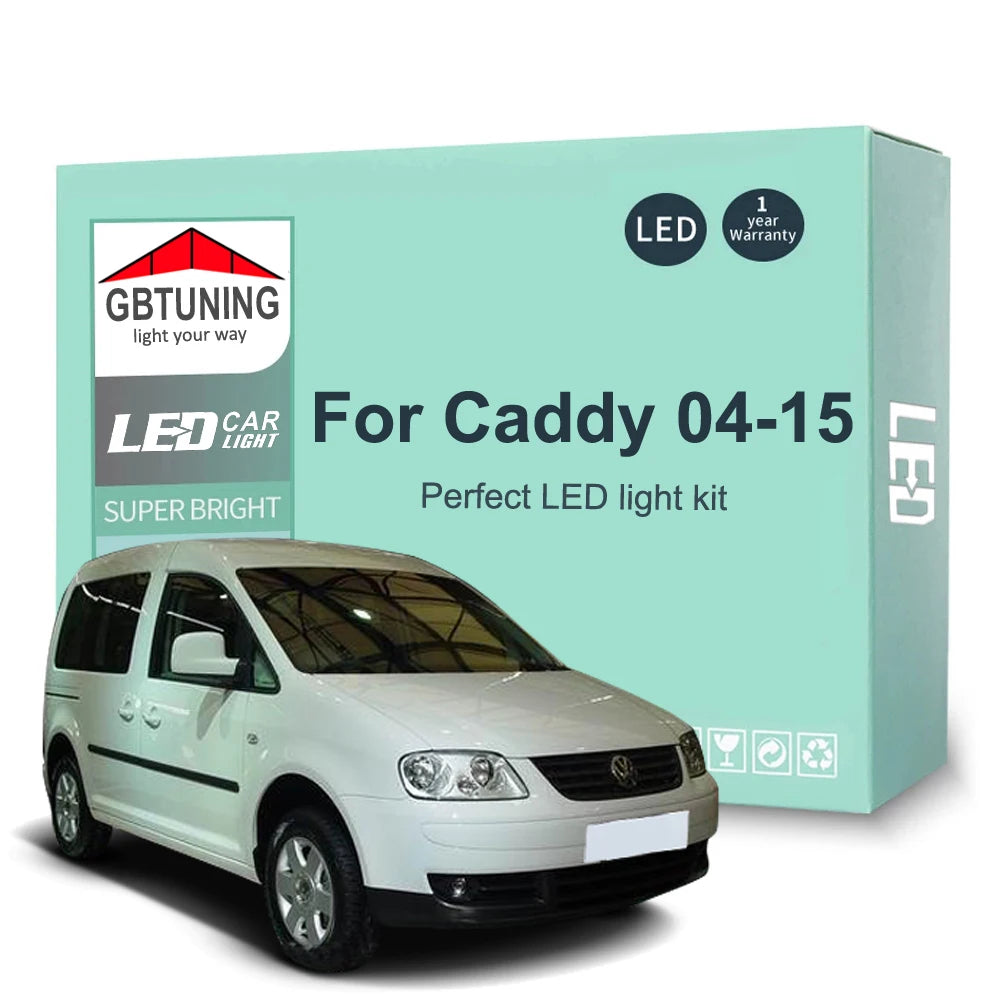 13-Piece LED Interior Light Kit for VW Volkswagen Caddy III MK3 2004-2012 - Canbus Dome Map Door Trunk Bulbs | AUTOKI...