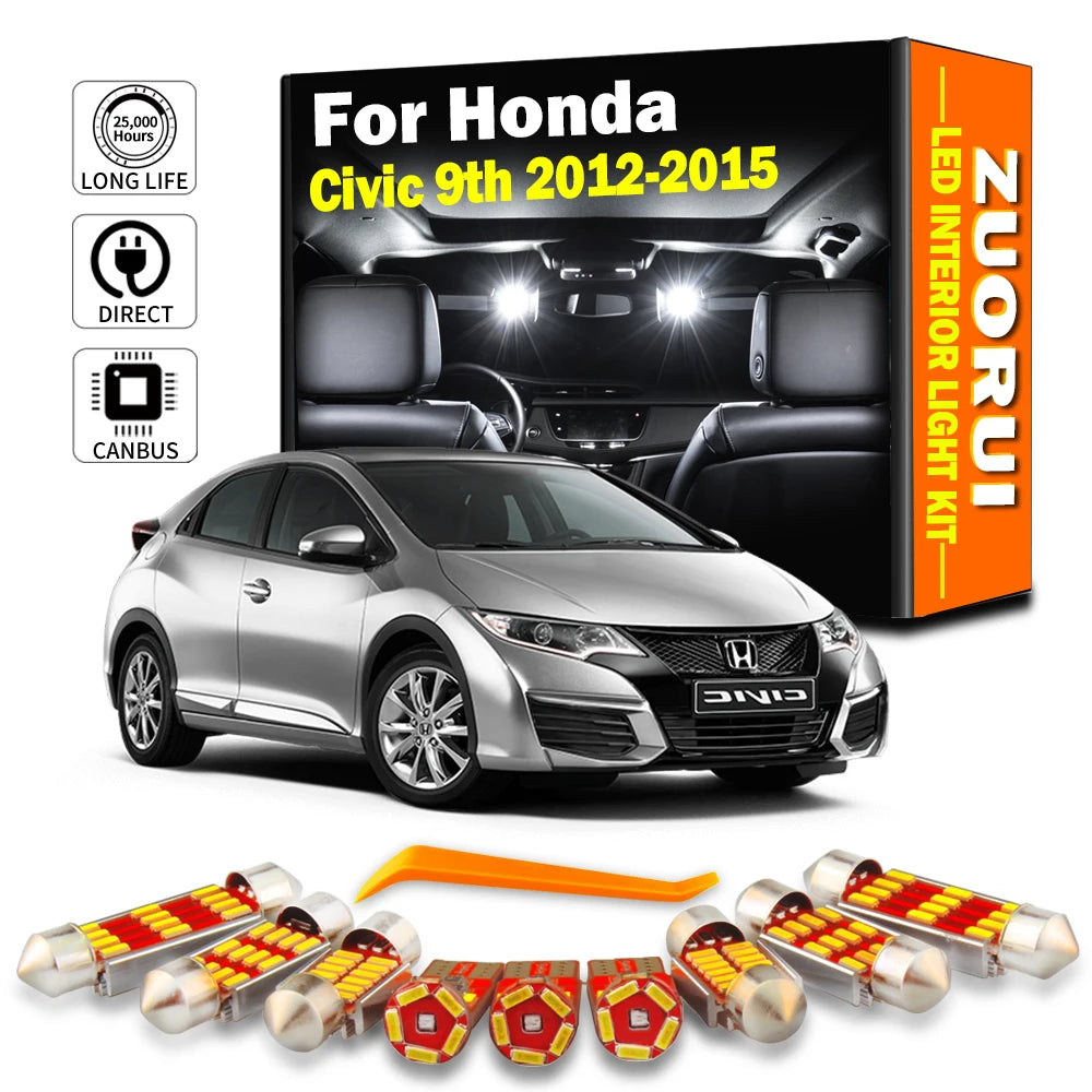 11-Piece LED Interior Light Kit for Honda Civic IX 9 MK9 9th Gen - Canbus Error-Free Bulbs | AUTOKITSHOP
